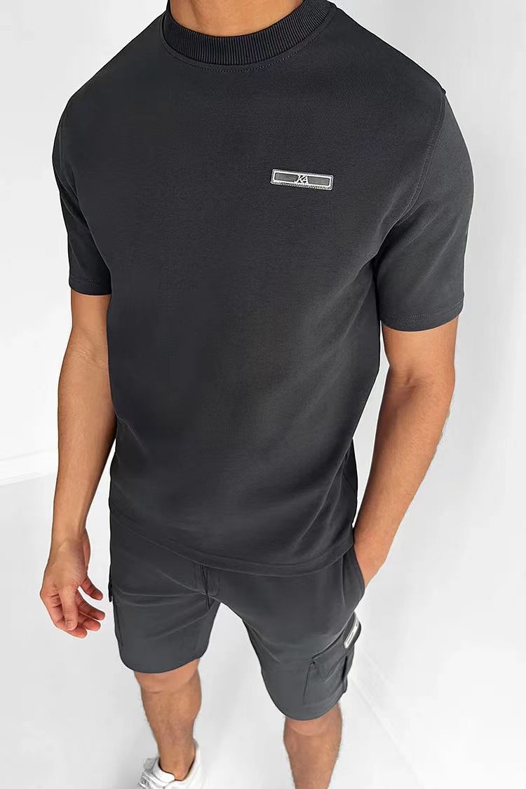 T-Shirt – bequem – Kurzarm – Rundhalsausschnitt – Herrenbekleidung-Schwarz-M-Chaps Herrenmode