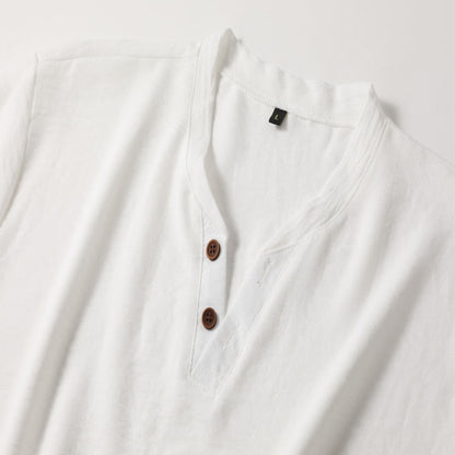 T-Shirt für Männer - Henley T-Shirt mit V-Ausschnitt und Knopfleiste für den Sommer-Chaps Herrenmode
