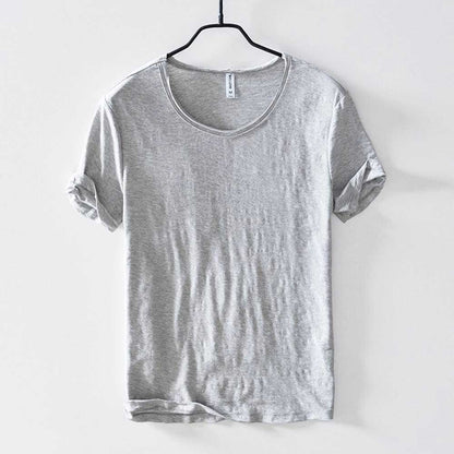 T-Shirt – leicht – mit kurzen Ärmeln – Rundhalsausschnitt – Herrenbekleidung-Grau-M-Chaps Herrenmode