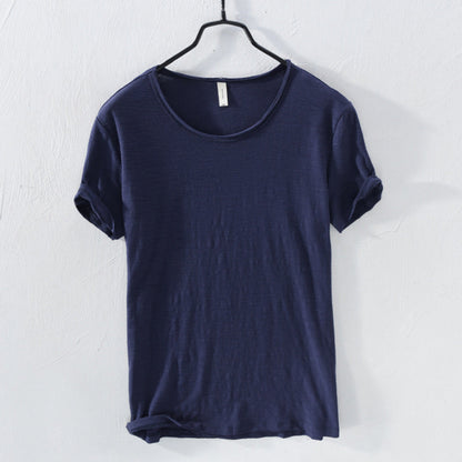 T-Shirt – leicht – mit kurzen Ärmeln – Rundhalsausschnitt – Herrenbekleidung-Himmelblau-M-Chaps Herrenmode