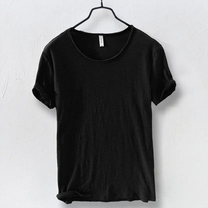 T-Shirt – leicht – mit kurzen Ärmeln – Rundhalsausschnitt – Herrenbekleidung-Schwarz-M-Chaps Herrenmode