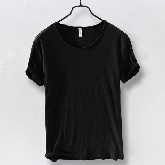 T-Shirt – leicht – mit kurzen Ärmeln – Rundhalsausschnitt – Herrenbekleidung-Schwarz-M-Chaps Herrenmode