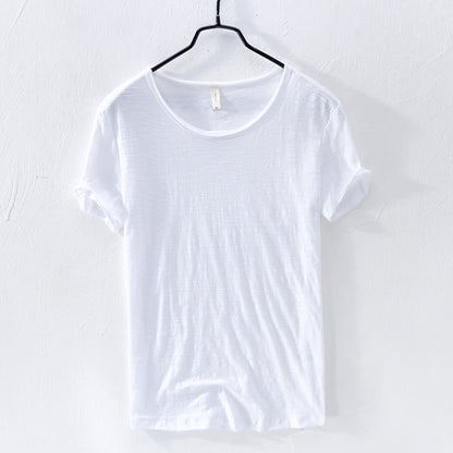 T-Shirt – leicht – mit kurzen Ärmeln – Rundhalsausschnitt – Herrenbekleidung-Weiß-M-Chaps Herrenmode