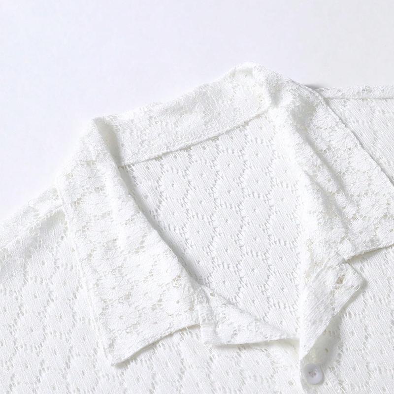 T-Shirt mit Knopfleiste | Durchsichtig | Mit Kragen | Kurzarm-Shirt | Herrenhemden-Chaps Herrenmode