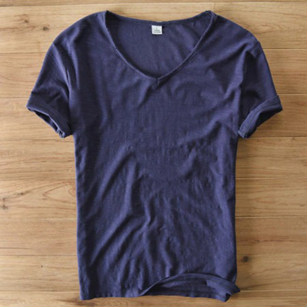 T-Shirt mit V-Ausschnitt | Leicht | Kurzarm | Sommershirt | Herren-T-Shirt-Dunkelblau-M-Chaps Herrenmode