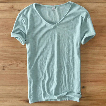 T-Shirt mit V-Ausschnitt | Leicht | Kurzarm | Sommershirt | Herren-T-Shirt-Grün-M-Chaps Herrenmode