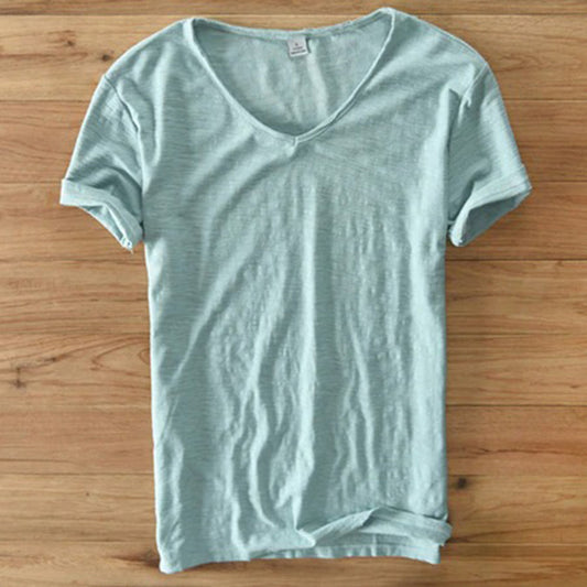 T-Shirt mit V-Ausschnitt | Leicht | Kurzarm | Sommershirt | Herren-T-Shirt-Grün-M-Chaps Herrenmode