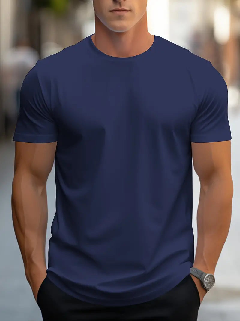 T-Shirt – schlicht – Rundhalsausschnitt – Basic-T-Shirt – Herrenbekleidung-Marineblau-S-Chaps Herrenmode