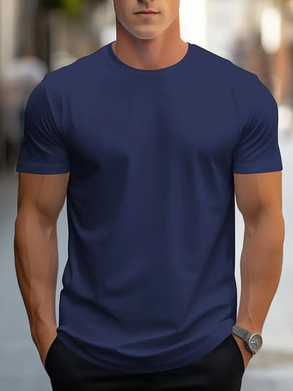 T-Shirt – schlicht – Rundhalsausschnitt – Basic-T-Shirt – Herrenbekleidung-Marineblau-S-Chaps Herrenmode