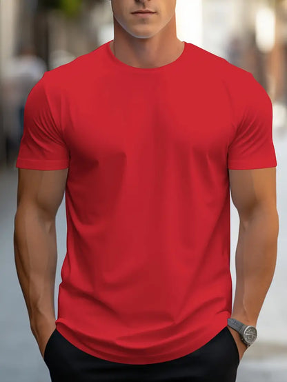 T-Shirt – schlicht – Rundhalsausschnitt – Basic-T-Shirt – Herrenbekleidung-Rot-S-Chaps Herrenmode