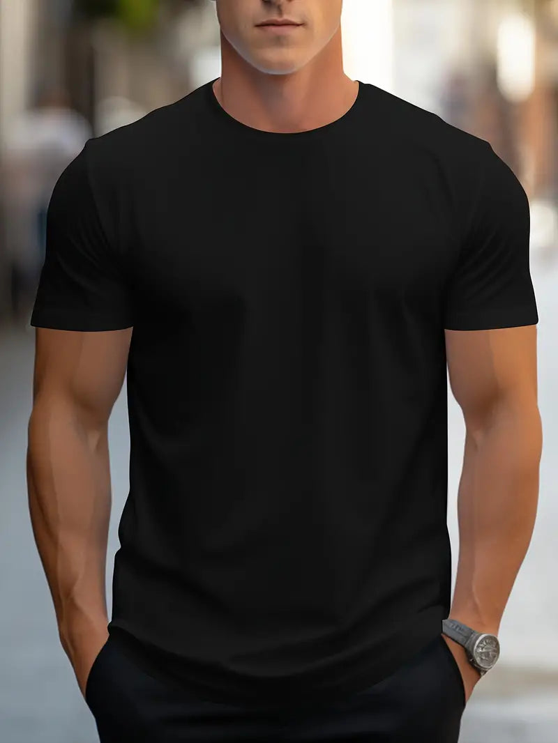T-Shirt – schlicht – Rundhalsausschnitt – Basic-T-Shirt – Herrenbekleidung-Schwarz-S-Chaps Herrenmode