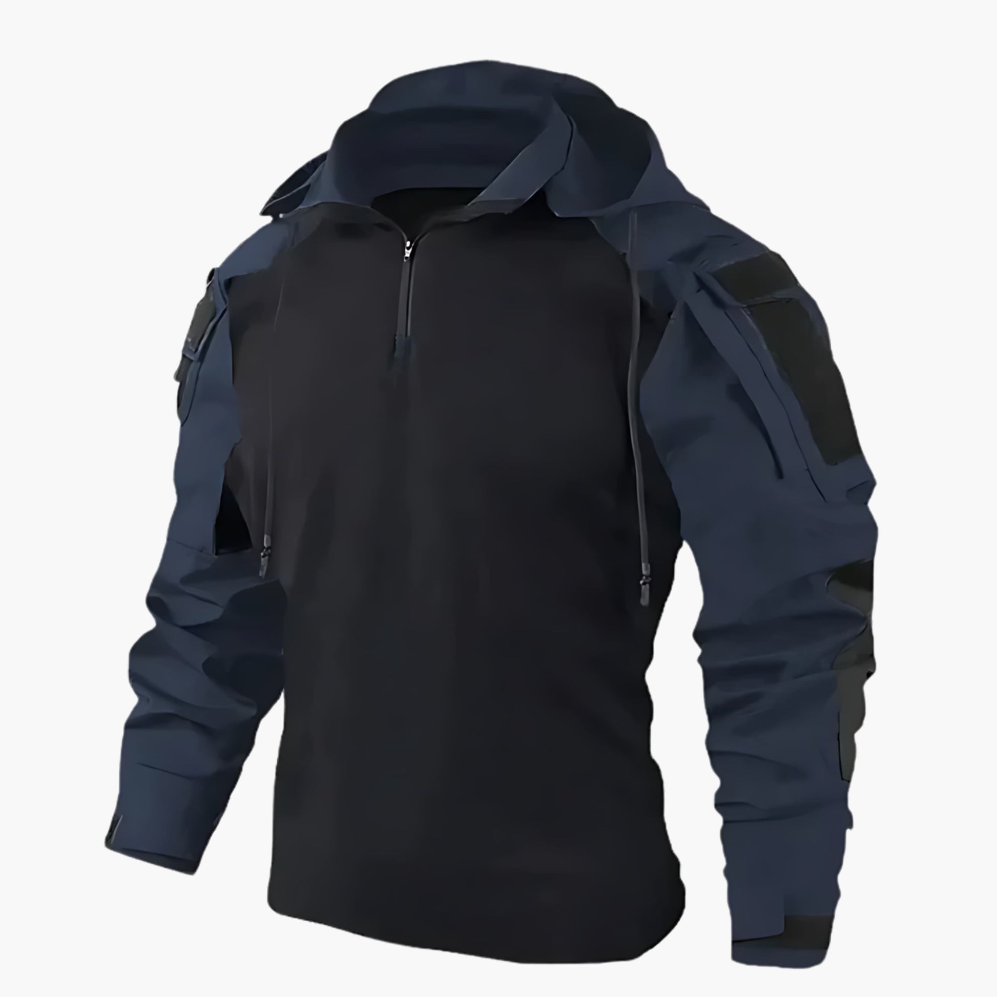 Taktische Jacke | Halb-Reißverschluss | Kapuze | Militärjacke | Herrenbekleidung-Dunkelblau-M-Chaps Herrenmode