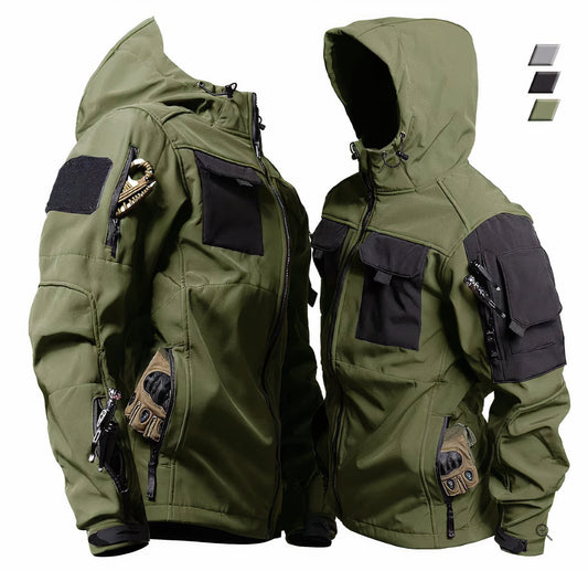 Taktische Jacke | Kapuze | Wasserdicht | Outdoorjacken | Herrenjacken-Armeegrün-XS-Chaps Herrenmode