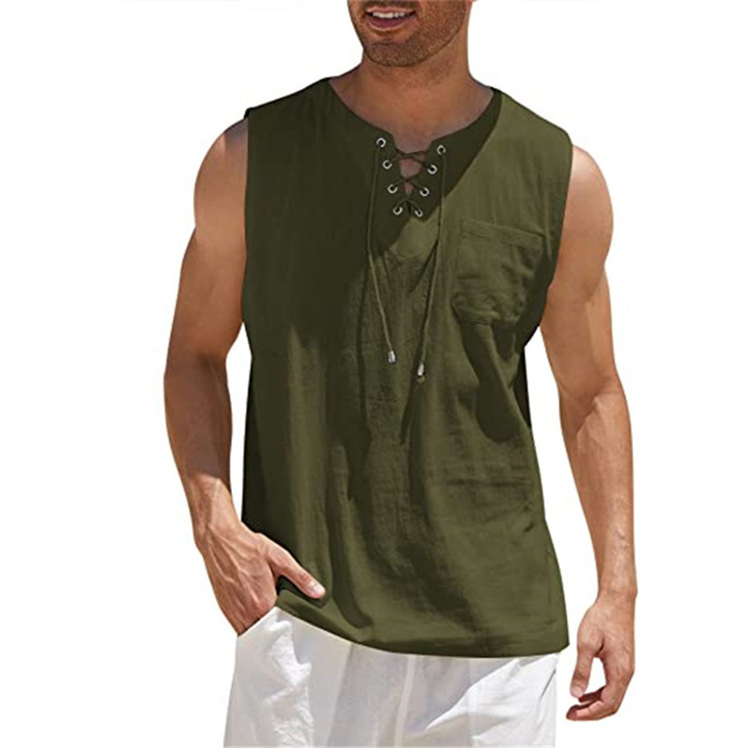 Tank Top – Lockeres, ärmelloses Oberteil für Männer für den Sommer-Armeegrün-S-Chaps Herrenmode