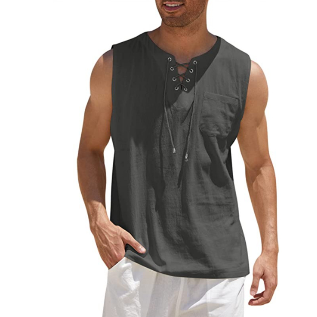 Tank Top – Lockeres, ärmelloses Oberteil für Männer für den Sommer-Dunkelgrau-S-Chaps Herrenmode
