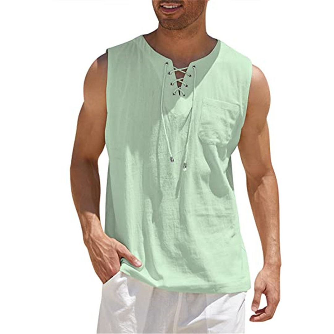 Tank Top – Lockeres, ärmelloses Oberteil für Männer für den Sommer-Hellgrün-S-Chaps Herrenmode