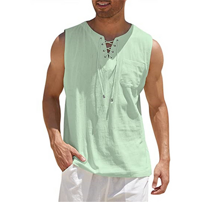 Tank Top – Lockeres, ärmelloses Oberteil für Männer für den Sommer-Hellgrün-S-Chaps Herrenmode