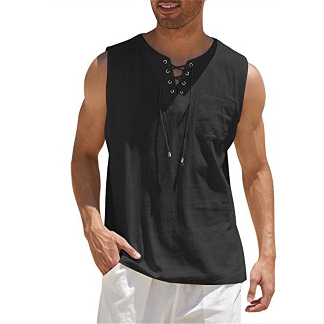 Tank Top – Lockeres, ärmelloses Oberteil für Männer für den Sommer-Schwarz-S-Chaps Herrenmode
