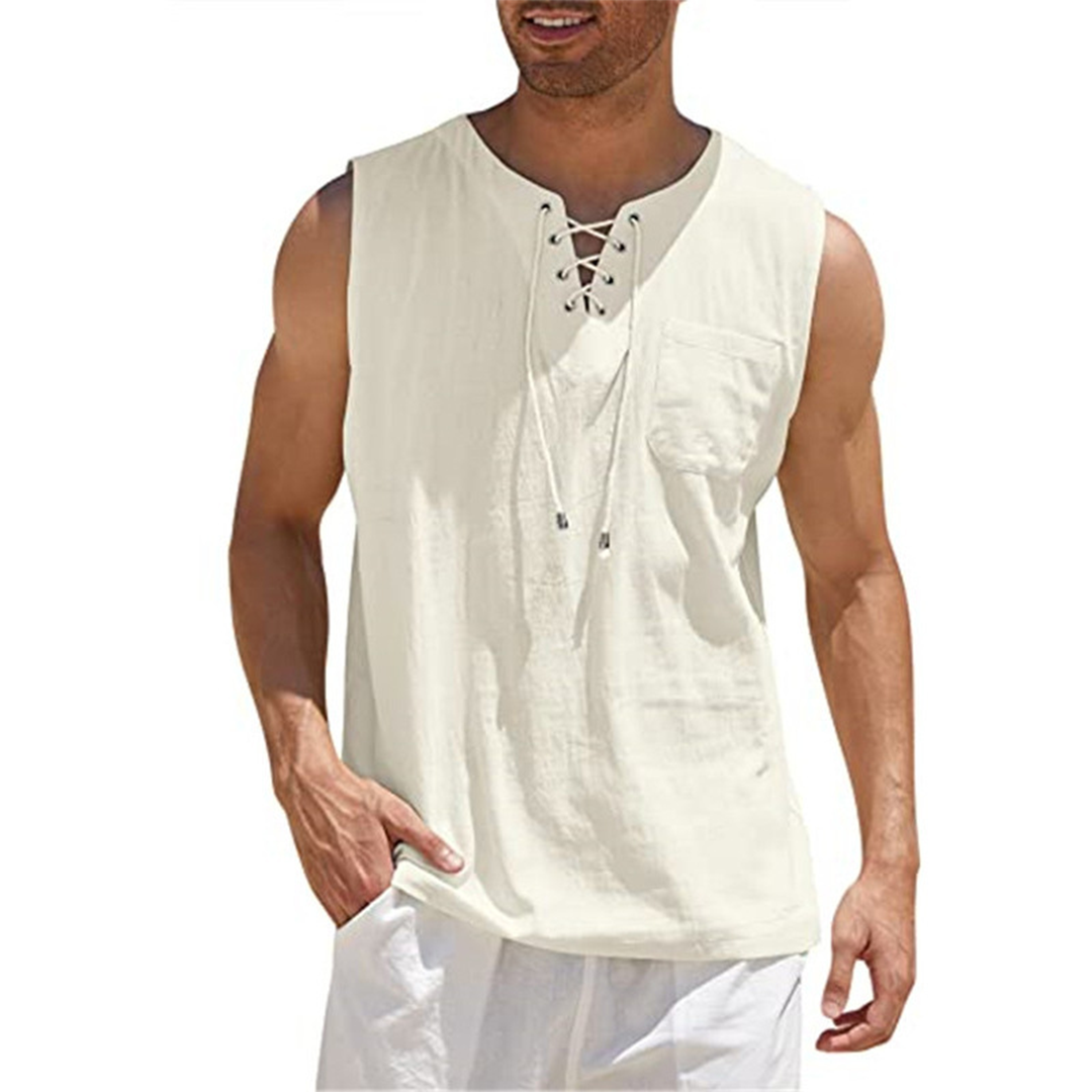Tank Top – Lockeres, ärmelloses Oberteil für Männer für den Sommer-Weiß-S-Chaps Herrenmode