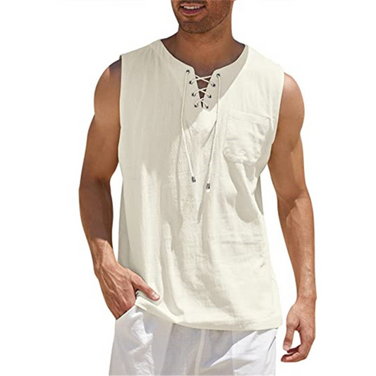Tank Top – Lockeres, ärmelloses Oberteil für Männer für den Sommer-Weiß-S-Chaps Herrenmode