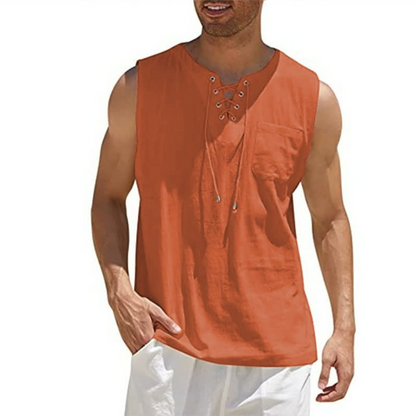 Tank Top – Lockeres, ärmelloses Oberteil für Männer für den Sommer-Ziegelrot-S-Chaps Herrenmode