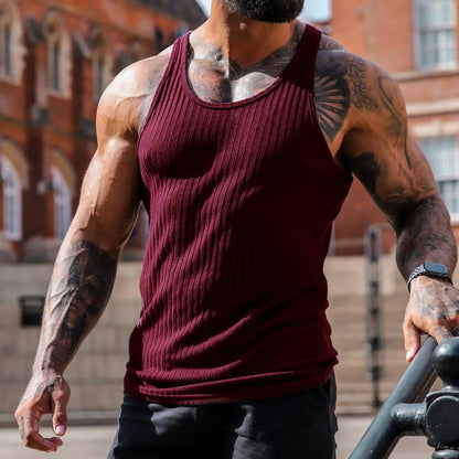 Tanktop – lässiges, ärmelloses, schmal geschnittenes Sport-Top für Herren-Bordeaux-M-Chaps Herrenmode