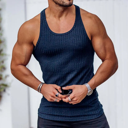 Tanktop – lässiges, ärmelloses, schmal geschnittenes Sport-Top für Herren-Marineblau-M-Chaps Herrenmode
