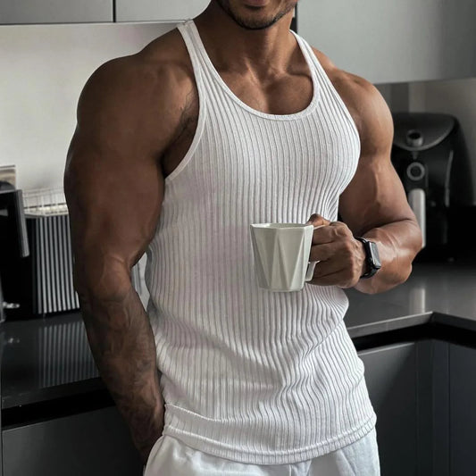 Tanktop – lässiges, ärmelloses, schmal geschnittenes Sport-Top für Herren-Weiß-M-Chaps Herrenmode