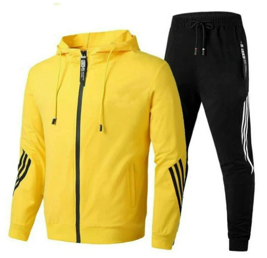 Trainingsanzug – Kapuzenjacke – Reißverschluss – Trainingsanzugjacke – Trainingsanzughose-Gelb-XS-Chaps Herrenmode