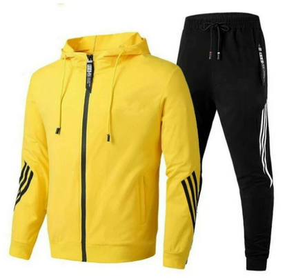 Trainingsanzug – Kapuzenjacke – Reißverschluss – Trainingsanzugjacke – Trainingsanzughose-Gelb-XS-Chaps Herrenmode