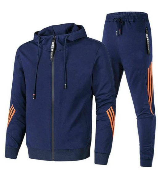 Trainingsanzug – Kapuzenjacke – Reißverschluss – Trainingsanzugjacke – Trainingsanzughose-Marineblau-XS-Chaps Herrenmode
