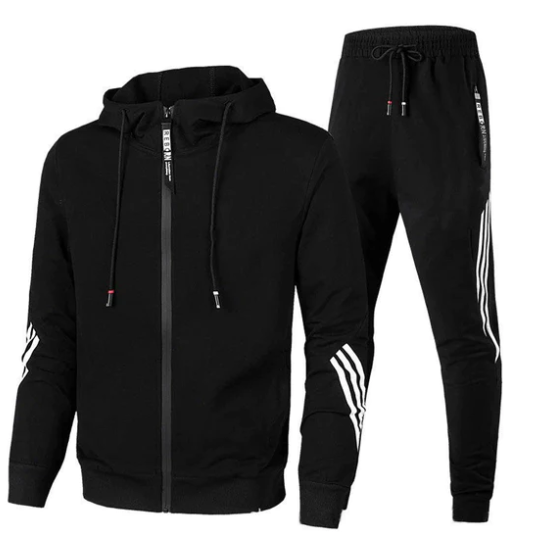 Trainingsanzug – Kapuzenjacke – Reißverschluss – Trainingsanzugjacke – Trainingsanzughose-Schwarz-XS-Chaps Herrenmode