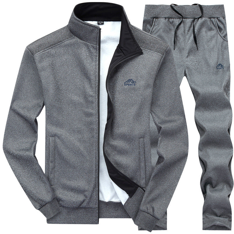 Trainingsanzug | Slim Fit | Zip-Up | Herren-Trainingsanzug | Herren-Sportbekleidungs-Sets-Dunkelgrau-L-Chaps Herrenmode