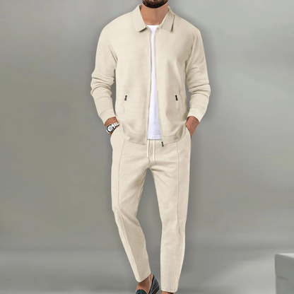 Trainingsanzug | Zip-Up | Co-Ord Set | Zweiteiliges Set | Herrenbekleidung-Beige-S-Chaps Herrenmode
