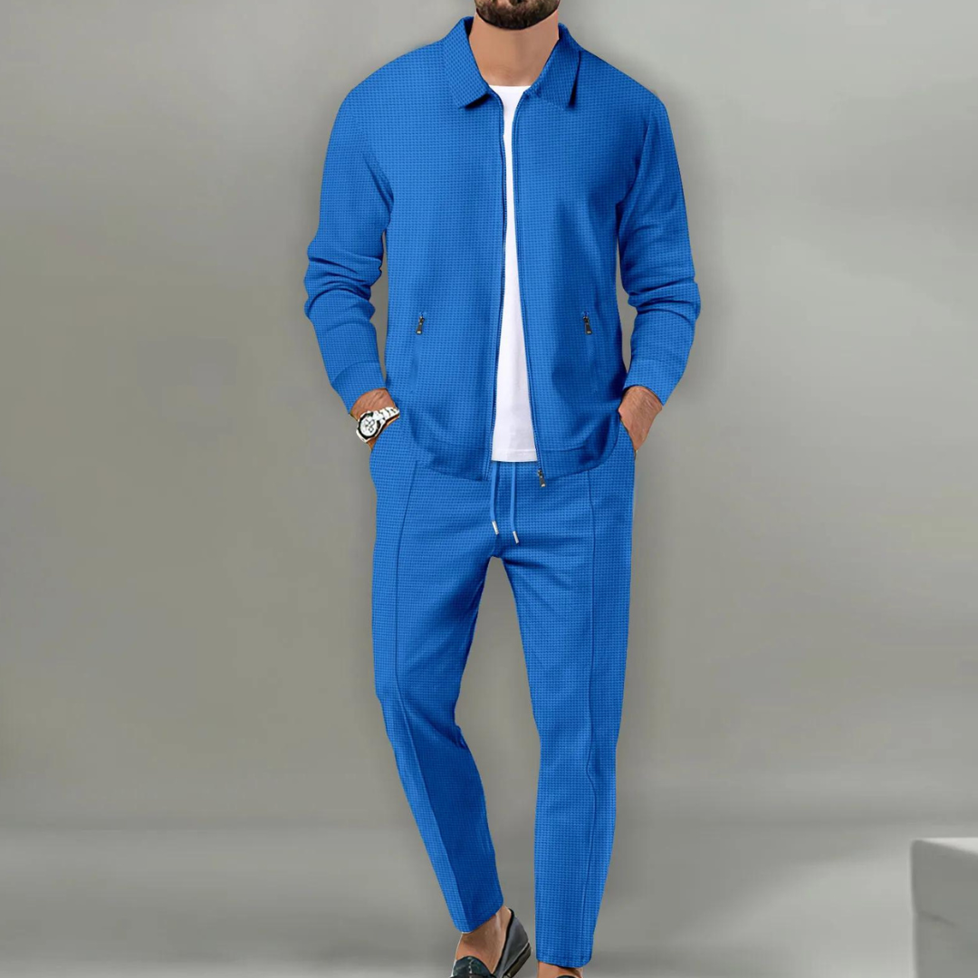 Trainingsanzug | Zip-Up | Co-Ord Set | Zweiteiliges Set | Herrenbekleidung-Blau-S-Chaps Herrenmode