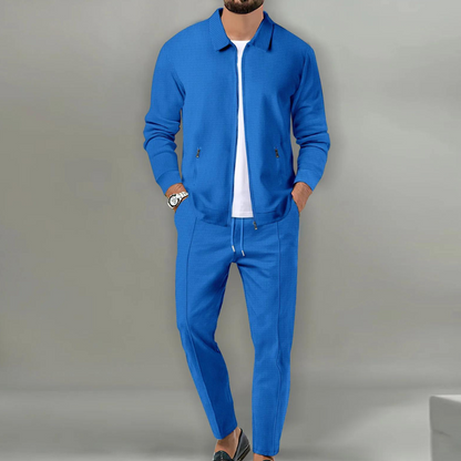 Trainingsanzug | Zip-Up | Co-Ord Set | Zweiteiliges Set | Herrenbekleidung-Blau-S-Chaps Herrenmode