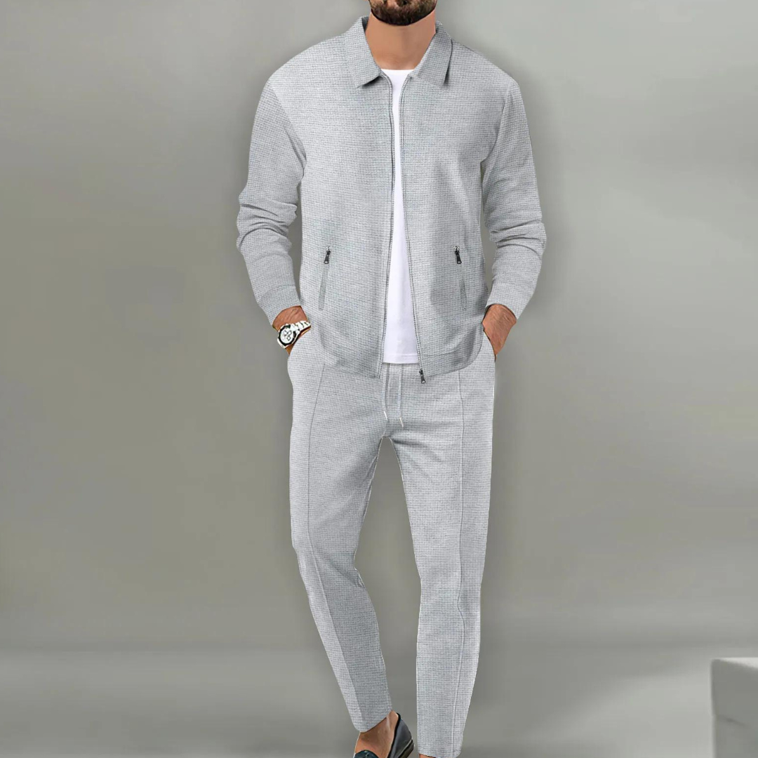 Trainingsanzug | Zip-Up | Co-Ord Set | Zweiteiliges Set | Herrenbekleidung-Grau-S-Chaps Herrenmode