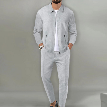 Trainingsanzug | Zip-Up | Co-Ord Set | Zweiteiliges Set | Herrenbekleidung-Grau-S-Chaps Herrenmode