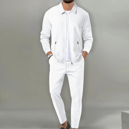 Trainingsanzug | Zip-Up | Co-Ord Set | Zweiteiliges Set | Herrenbekleidung-Weiß-S-Chaps Herrenmode
