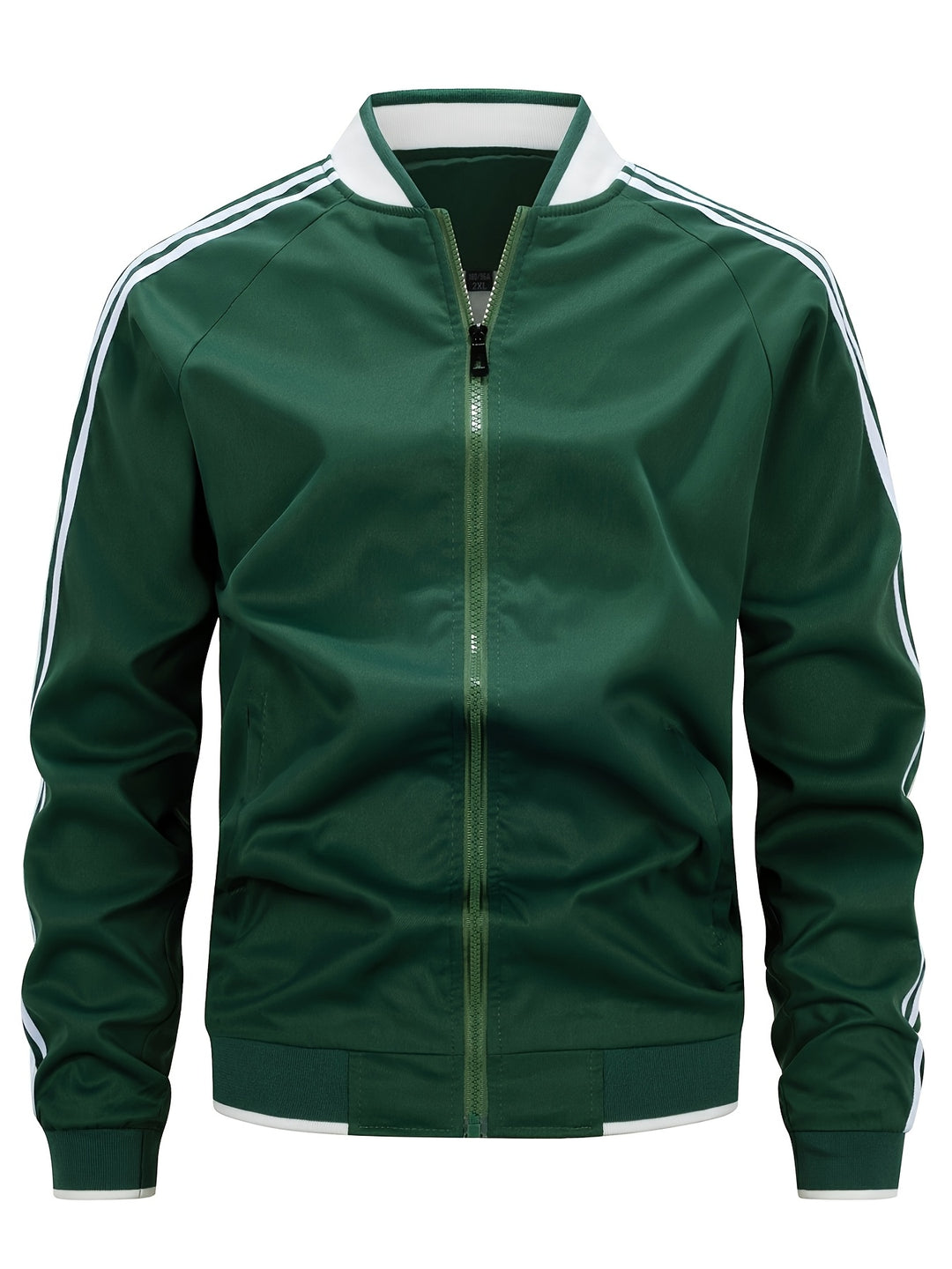 Trainingsjacke - Gestreifte Sportjacke mit Reißverschluss für Männer-Grün-XS-Chaps Herrenmode