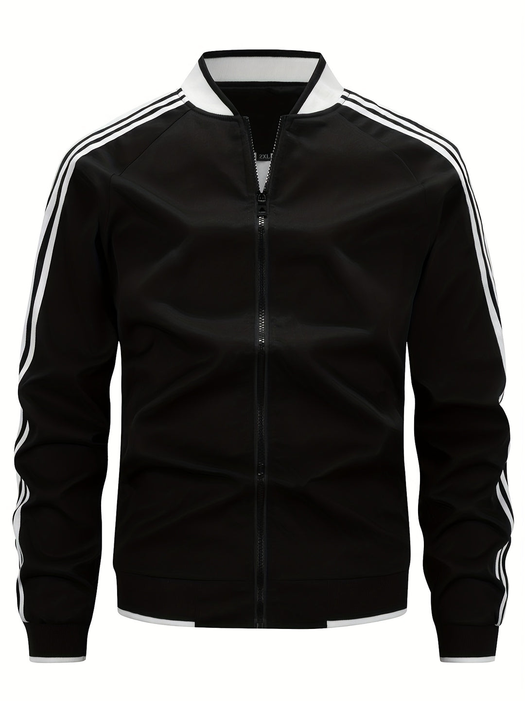 Trainingsjacke - Gestreifte Sportjacke mit Reißverschluss für Männer-Schwarz-XS-Chaps Herrenmode