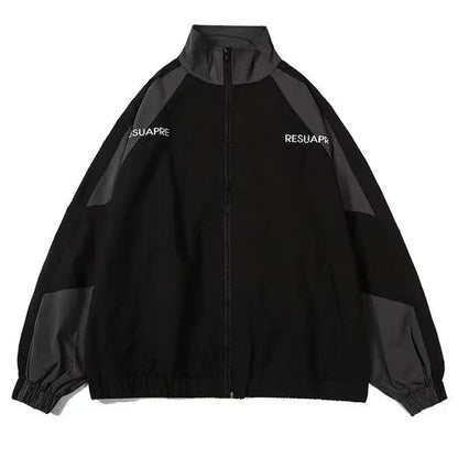Trainingsjacke – mit Reißverschluss – Oversized – Windjacke – Herrenjacke-Schwarz-S-Chaps Herrenmode