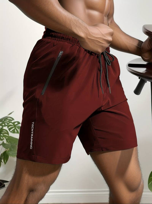 Trainingsshorts | Schnell trocknend | Elastische Taille | Gymnastikshorts | Herrenshorts-Weinrot-S-Chaps Herrenmode