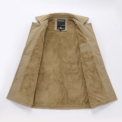 Trenchcoat – Herren-Wintertrenchcoat mit Fleecefutter und einreihiger Knopfleiste-Chaps Herrenmode