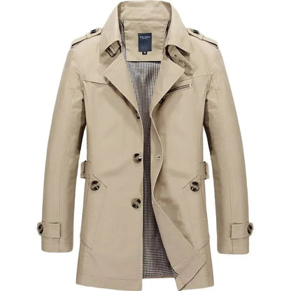 Trenchcoat – Klassischer, Mittellanger, Einreihiger Herren-Trenchcoat-Beige-M-Chaps Herrenmode