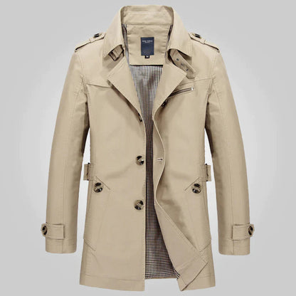 Trenchcoat - Klassischer mittellanger Herren-Trenchcoat für den Herbst-Khaki-2XS-Chaps Herrenmode