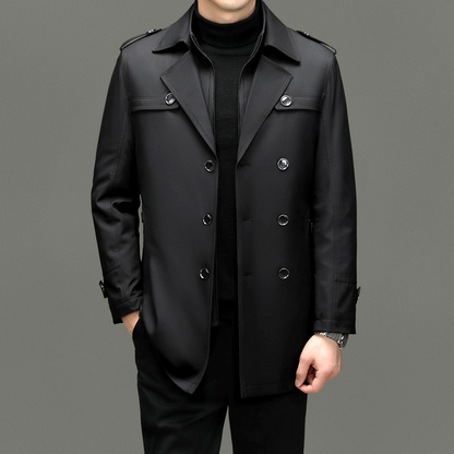 Trenchcoat | Zweireiher | Mittellang | Herbstjacke | Trenchcoat für Herren-Chaps Herrenmode