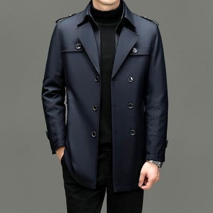 Trenchcoat | Zweireiher | Mittellang | Herbstjacke | Trenchcoat für Herren-Chaps Herrenmode