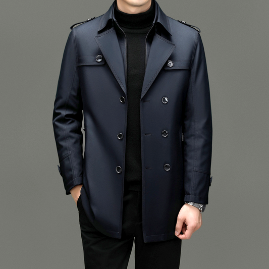 Trenchcoat | Zweireiher | Mittellang | Herbstjacke | Trenchcoat für Herren-Chaps Herrenmode