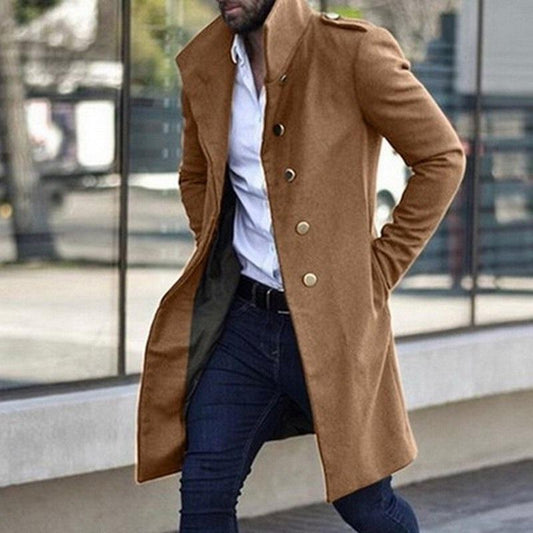 Trenchcoat – halblang – einreihig – Wintertrenchcoat – Herrenmantel-Hellbraun-S-Chaps Herrenmode